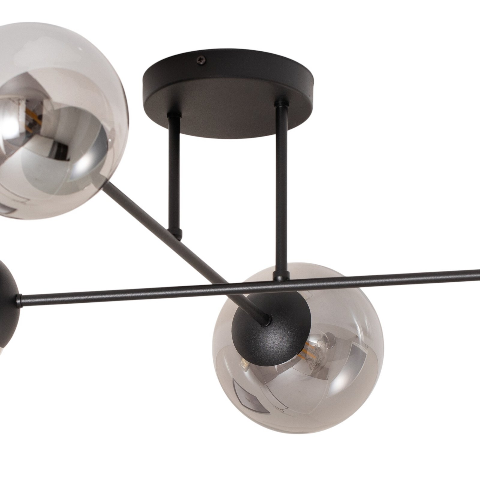 Lampa sufitowa Glassy, 4-punktowa krzyżowa czarna/grafitowa