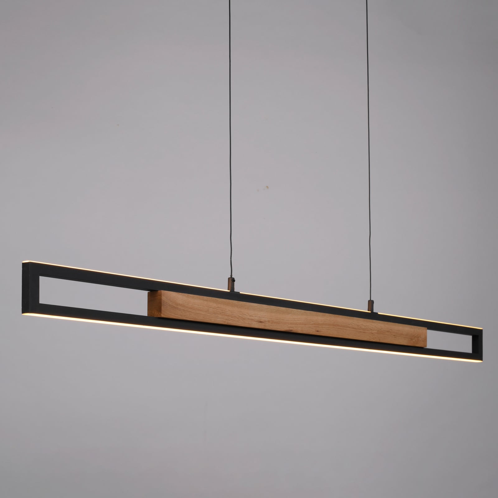 Sveja LED függő lámpa, hosszúság 115 cm, fekete/fa színű, CCT