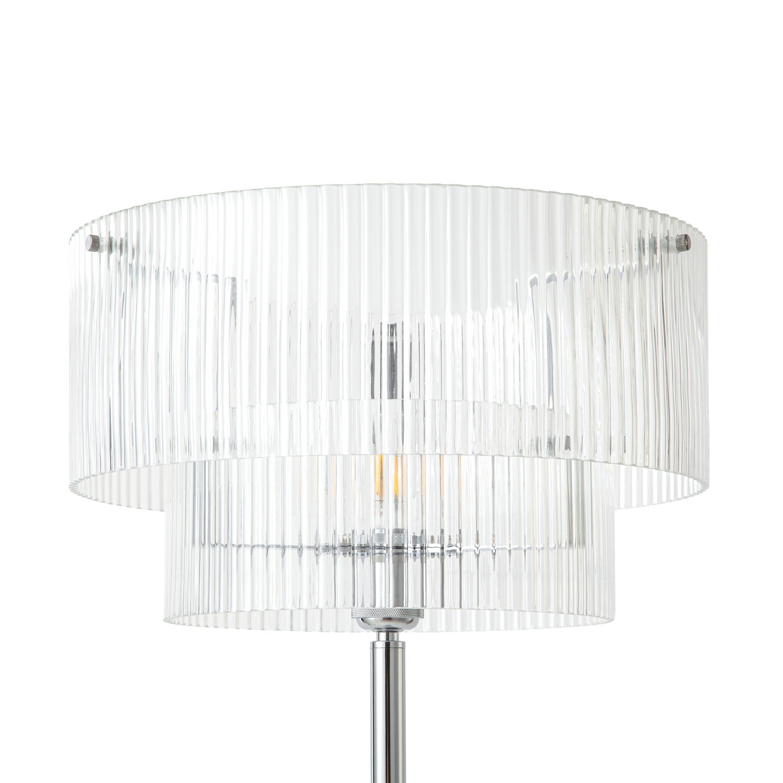 Meritt vloerlamp, chroom/transparant, hoogte 160 cm, glas - Lucande