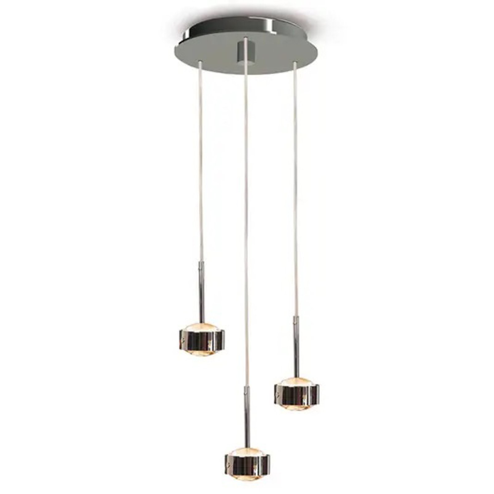 Lampa wisząca LED Puk Drop Trio, matowy chrom