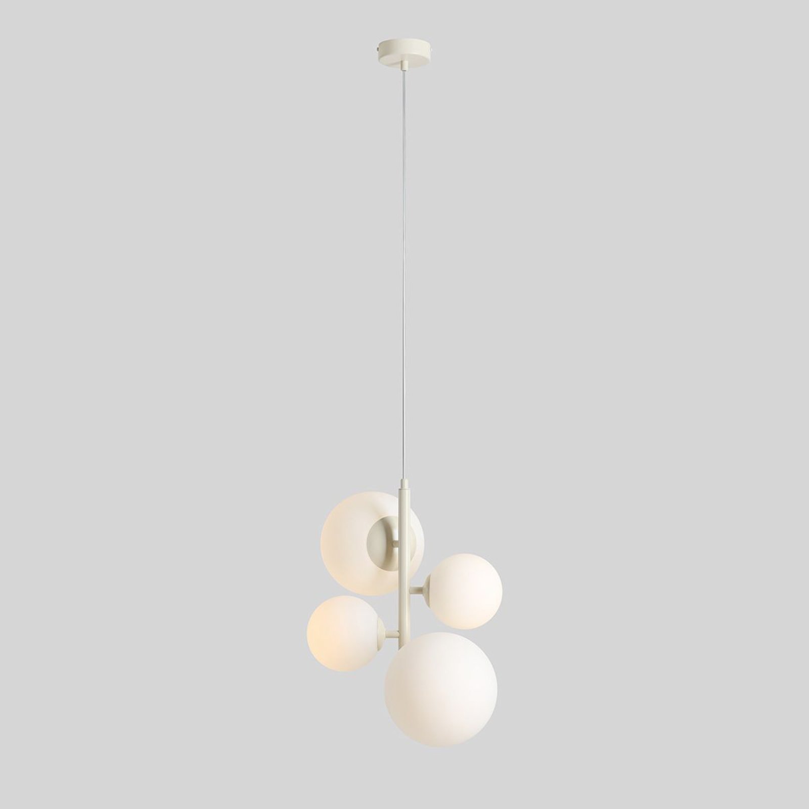 Hanglamp Dione, opaal/crème, 4-lamps