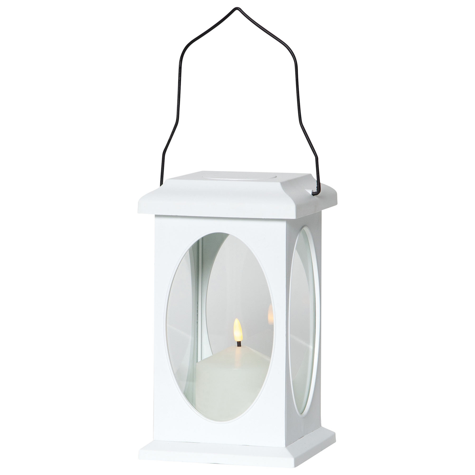 Lampe décorative Flamme forme de lanterne, blanche