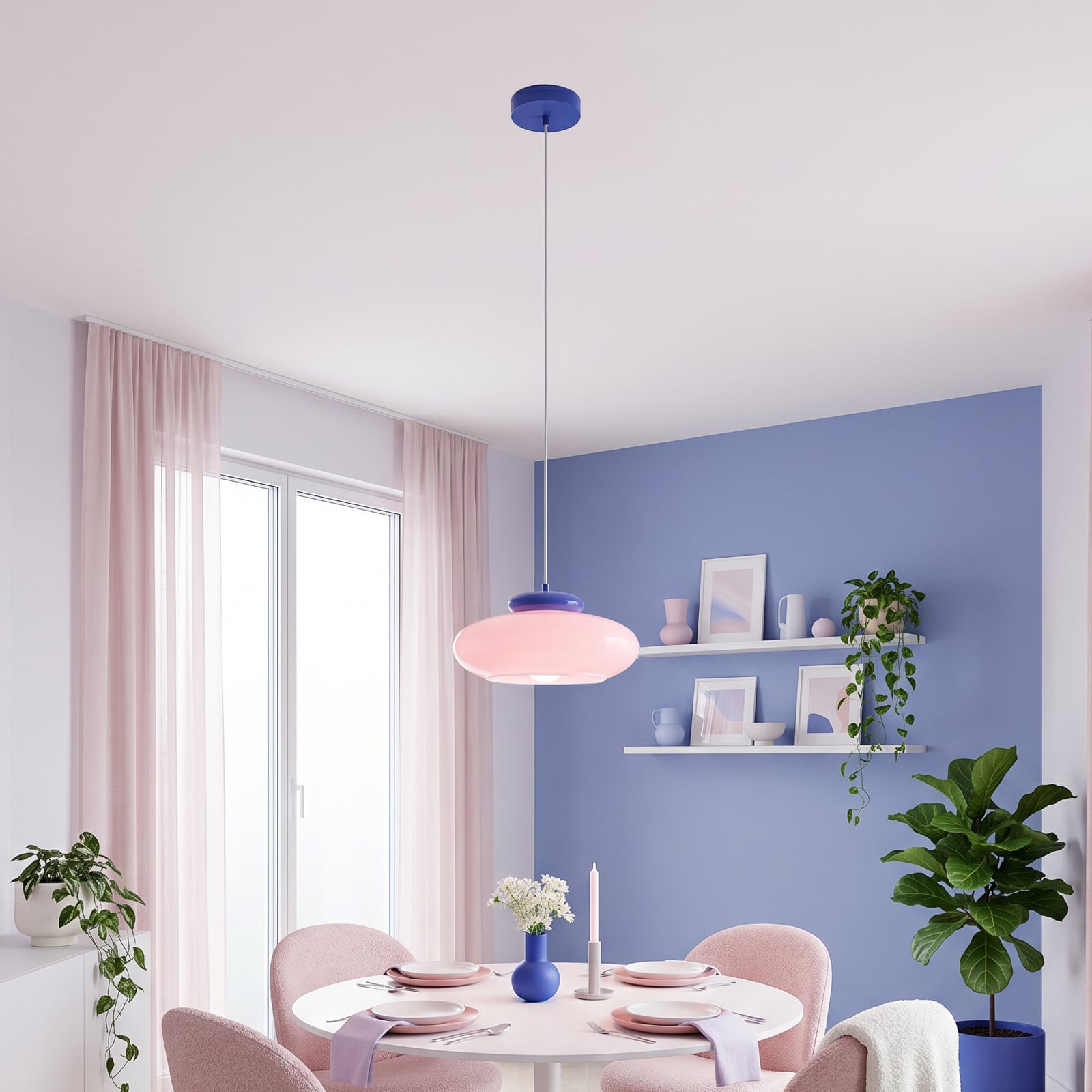 Candeeiro suspenso Berardelli laranja/verde, plano, Ø 30 cm, vidro, E27 Candeeiro suspenso Berardelli laranja/verde, plano, Ø 30 cm, vidro, E27
