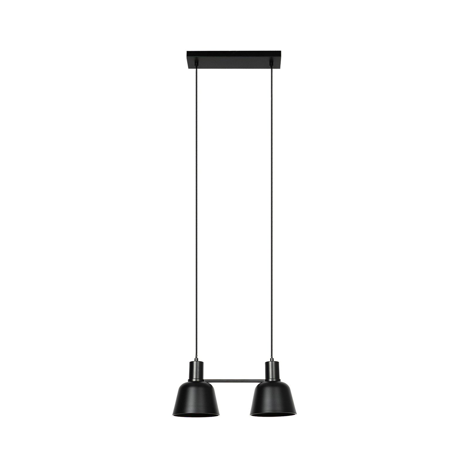 Lucande Servan suspension, noire, à deux lampes