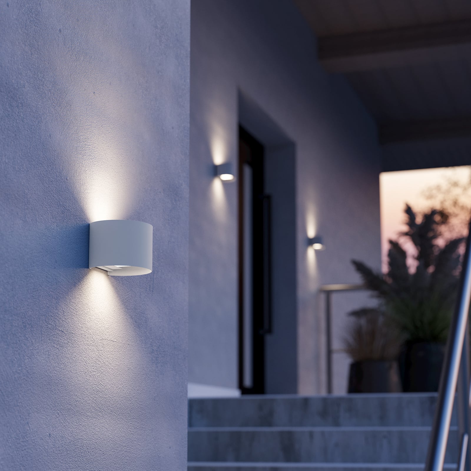 LED-Außenwandlampe Calpino 3, weiß, Breite 14 cm, 2-flg.