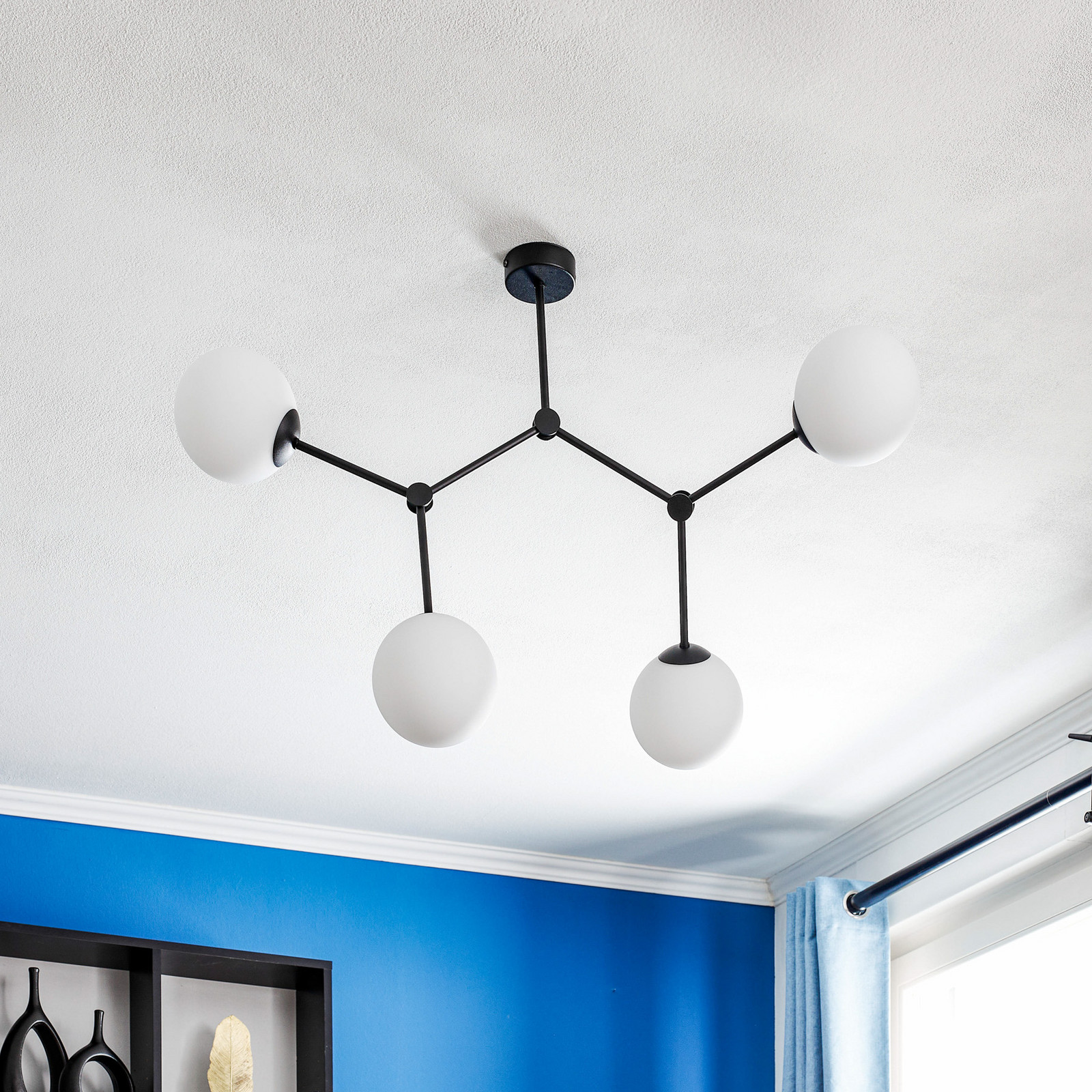 EMIBIG LIGHTING Plachetă plafonieră Space 4 becuri negru/opal - Camera de zi / sufragerie - Modern - negru opal - Metal