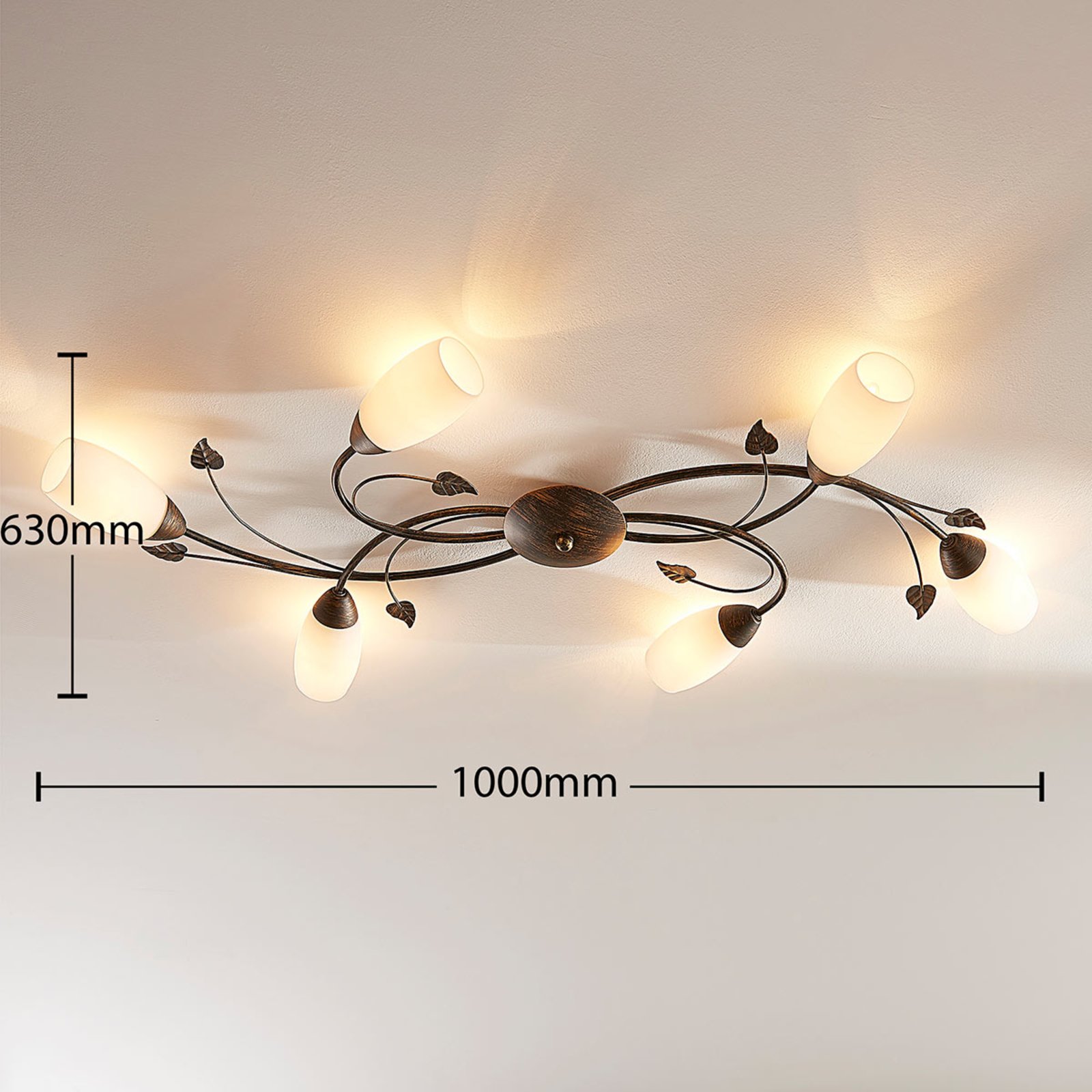 Stefania 6 Ceiling Lamp White/Black-Gold - Lindby