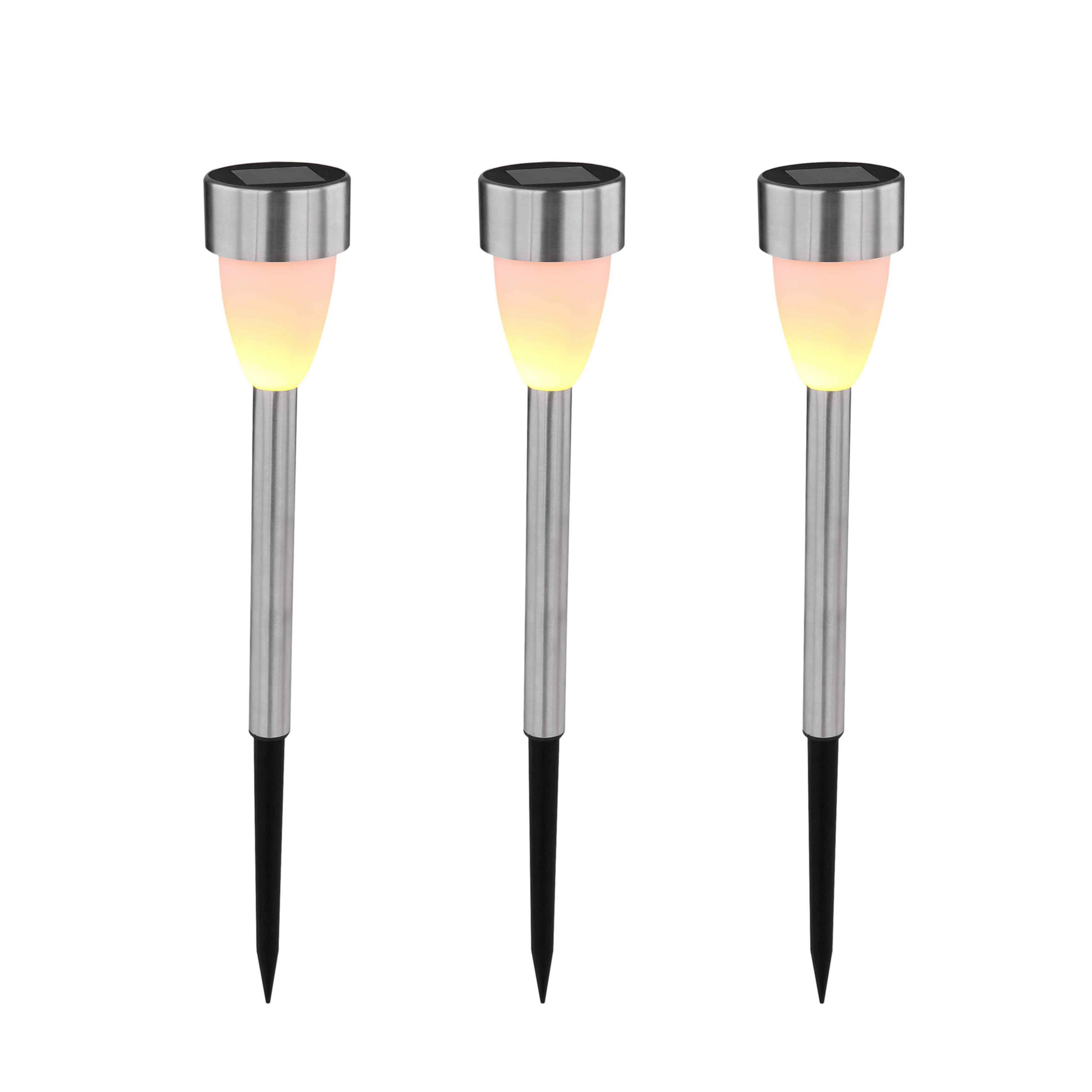 LED-markspettslampa 33576-3, stål, 3-pack