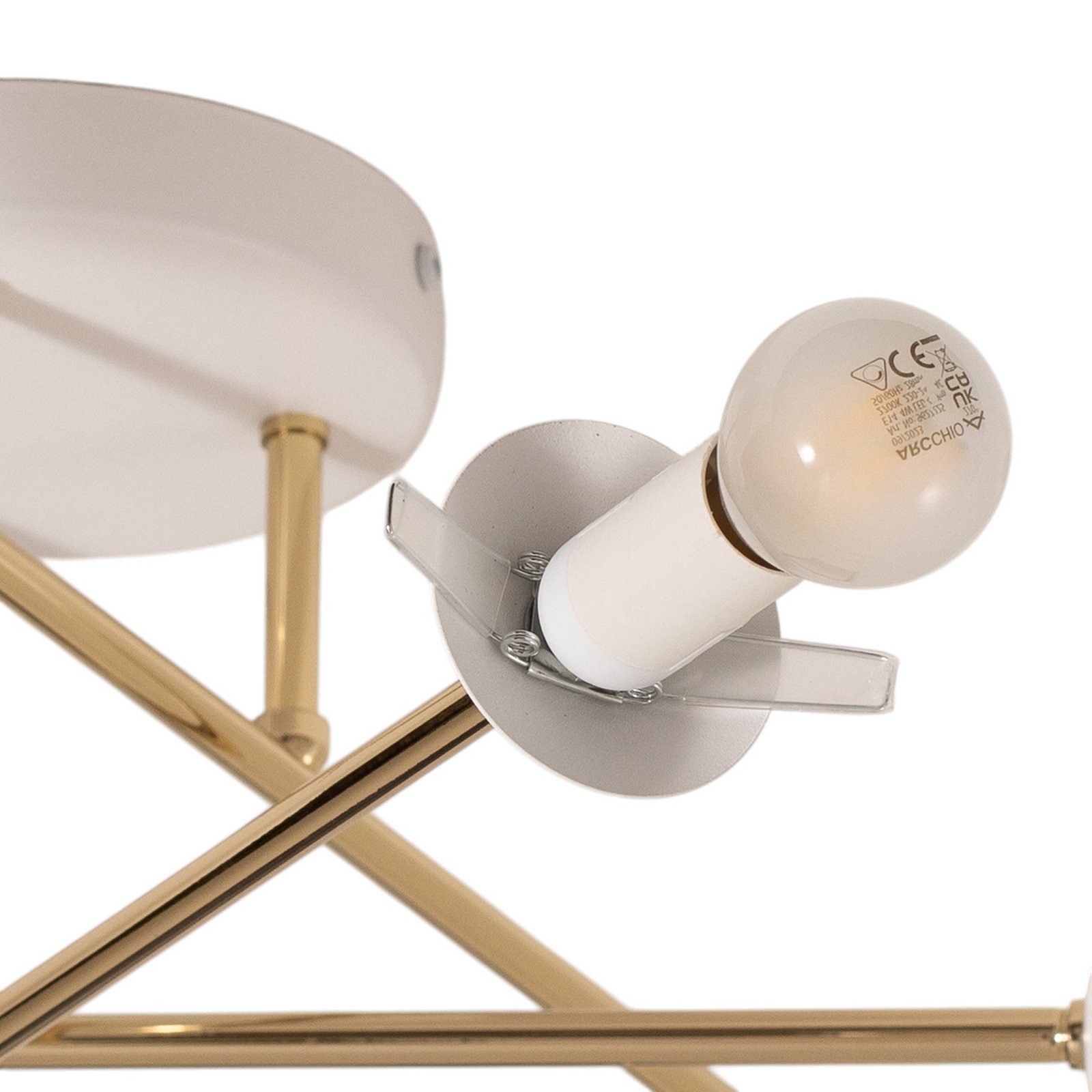 Lampa sufitowa Glassy, 6-punktowa, biała/złota/opalowa