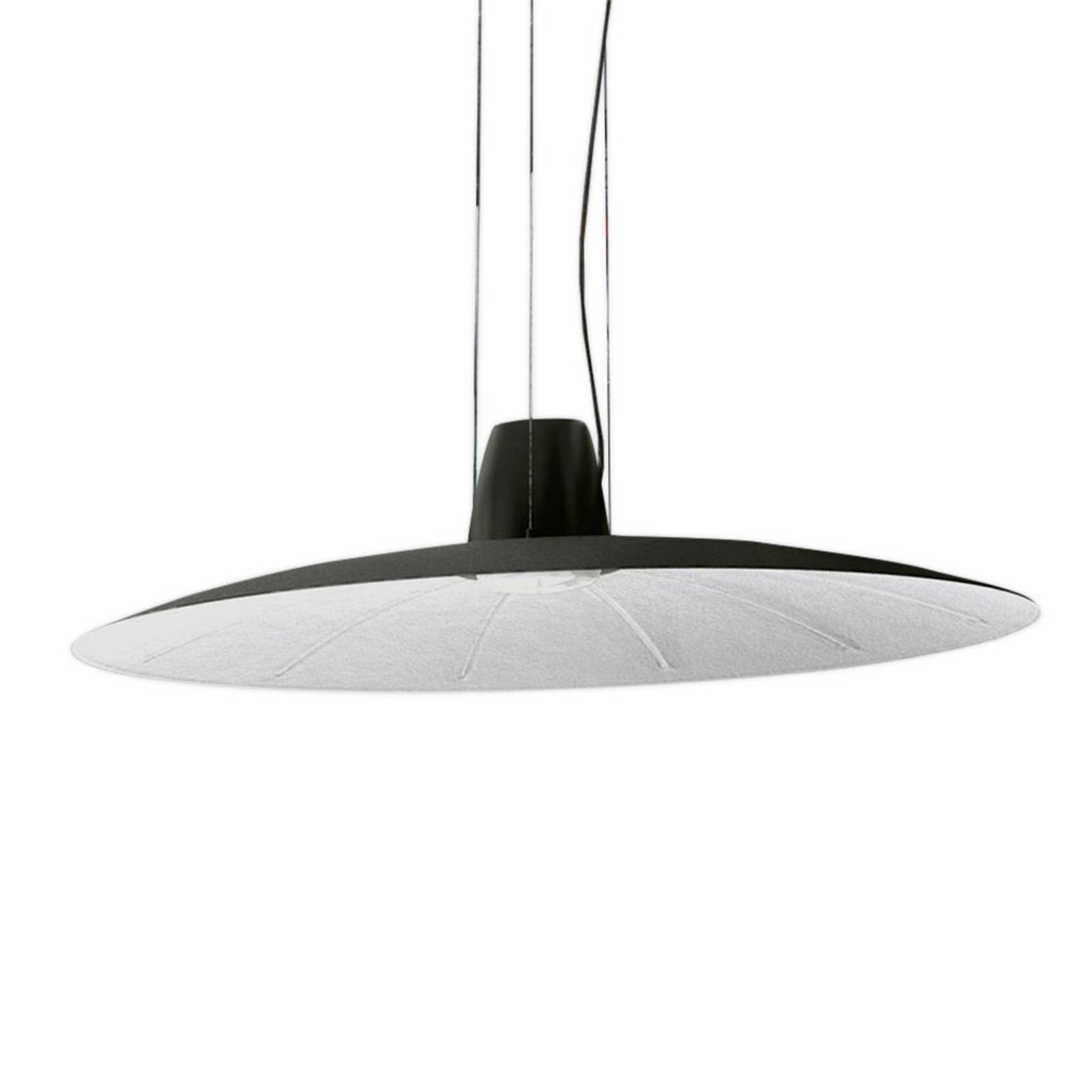 Martinelli Luce Lent LED hanging light, grey, for Living / Dining Room, aluminium, fabric, 17.5 W, H: 25 cm