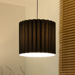 Aria pendant light, black, microfibre, E27