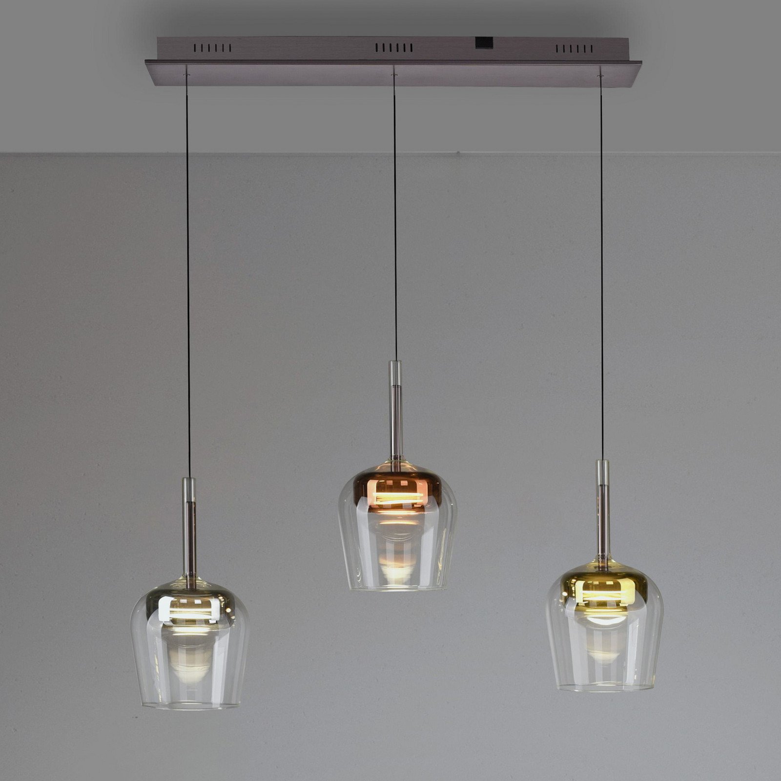 Q-Smart-Home Paul Neuhaus Lampă suspendată Q-Kon multicoloră cu 3 becuri - Camera de zi / sufragerie - modern - multicolor clar - Metal
