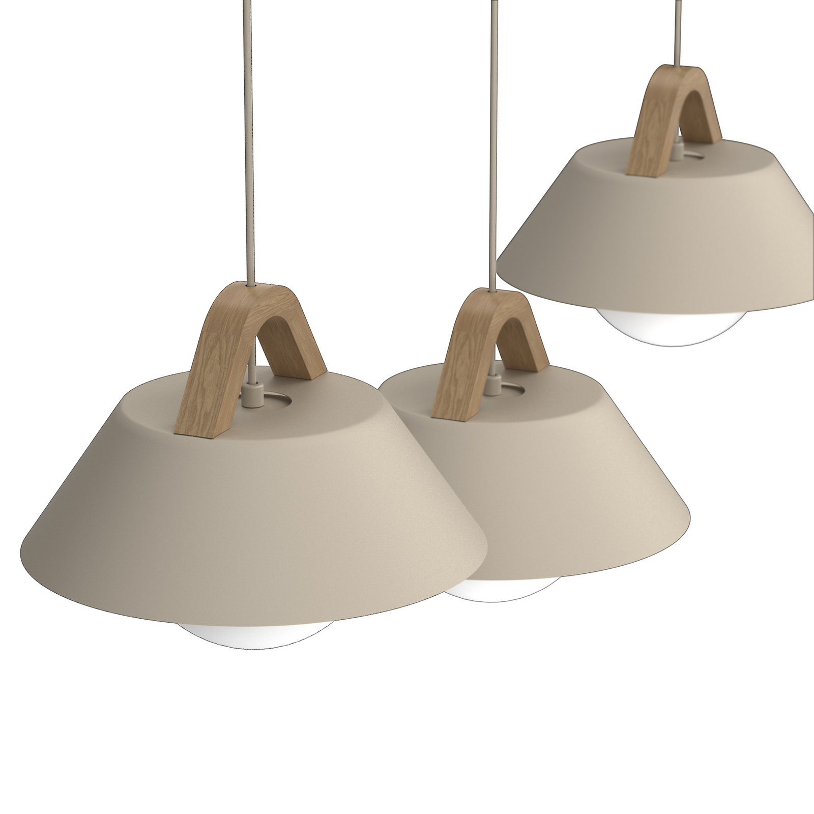 Funda pendant light, beige, length 110 cm, 3-bulb, metal/glass Funda pendant light, beige, length 110 cm, 3-bulb, metal/glass