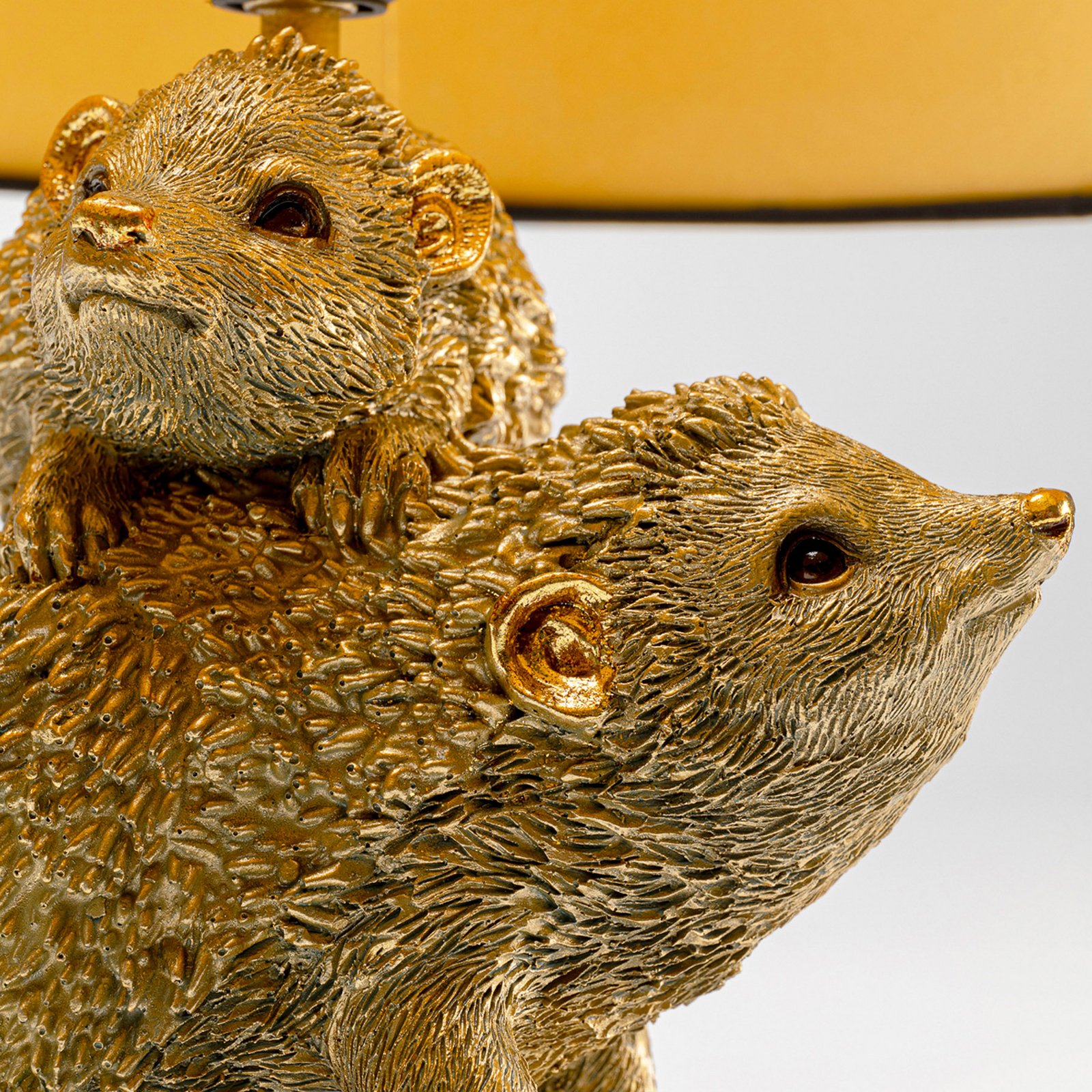 Kare galda lampa Animal Hedgehog Family, zelta/brūna, E27