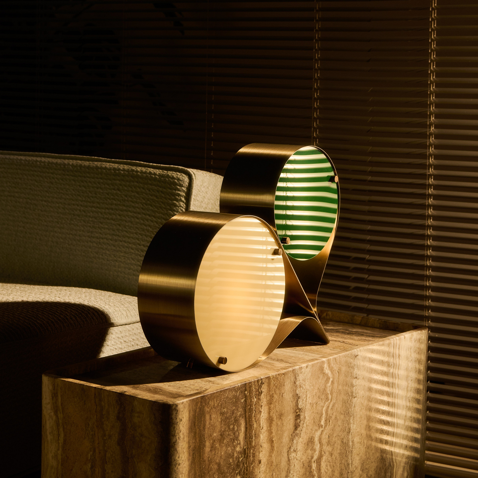 Coppia Table Lamp Bronze Steel/Ivory/Clover - GUBI