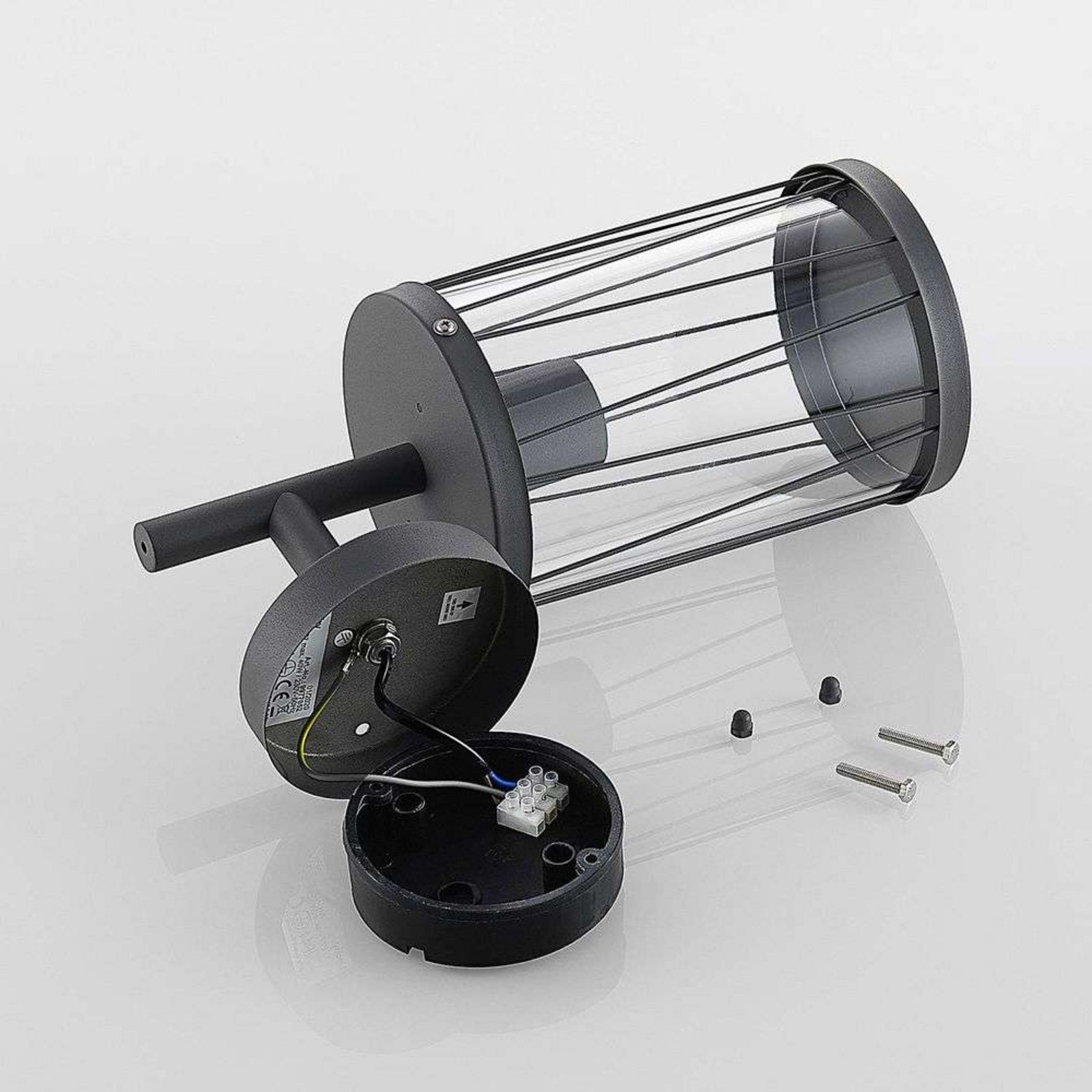 Yonan Ulko Seinävalaisin Dark Grey/Clear - Lindby