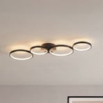Lindby Lampa sufitowa LED Evengeline, czarna, aluminium, 88 cm