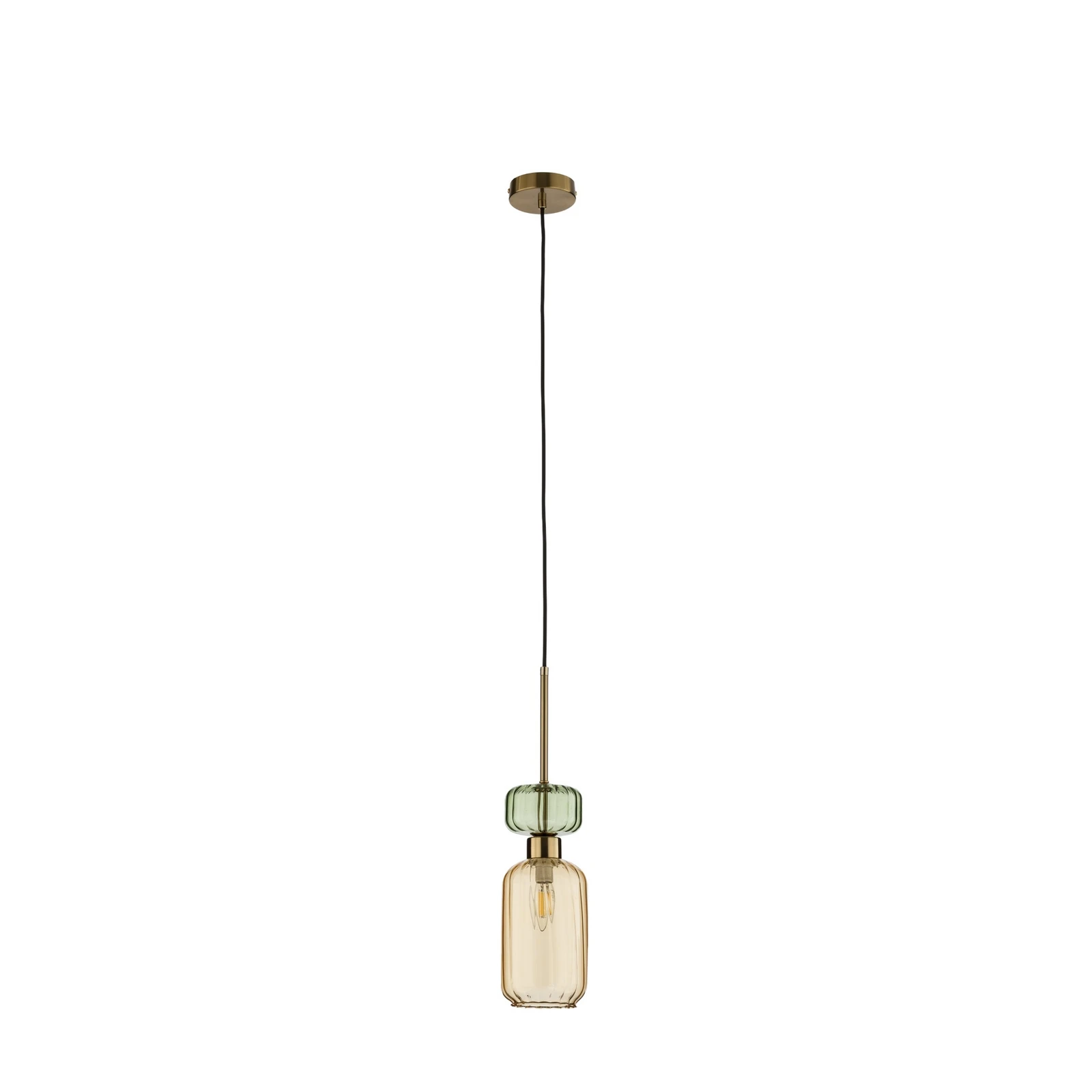 Lampada a sospensione Molly, ambra/oro, a 1 luce, vetro, Ø 12 cm