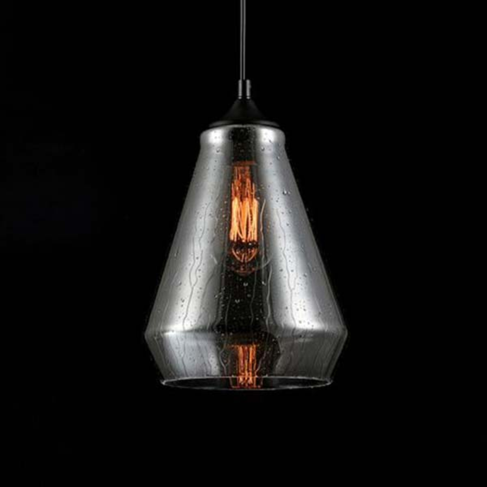 Maytoni Bergen glass pendant light, rain effect Ø 21 cm, for Living / Dining Room, metal, glass, E27, 60 W, energy efficiency: A++, H: 26.2 cm