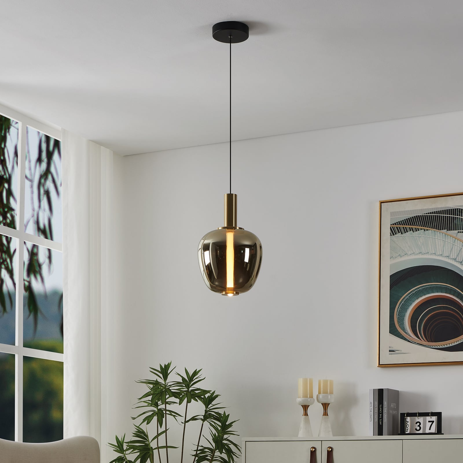 Suspension LED Stars of Light Fruitera dorée Ø 25 cm en verre CCT