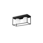 Ideal Lux plafondlamp Lingotto, 2-lamps, zwart, opaal glas