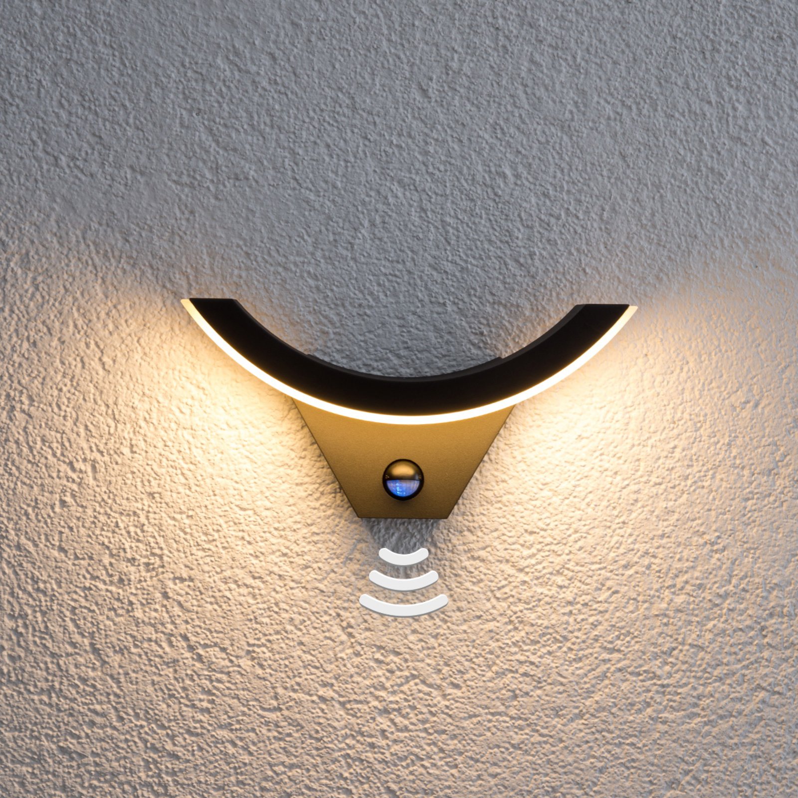 Half Aplique Pared Exterior w/Sensor Graphite - Lucande