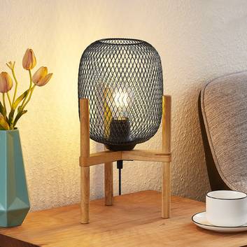Lindby Djuna lámpara de mesa jaula armazón madera