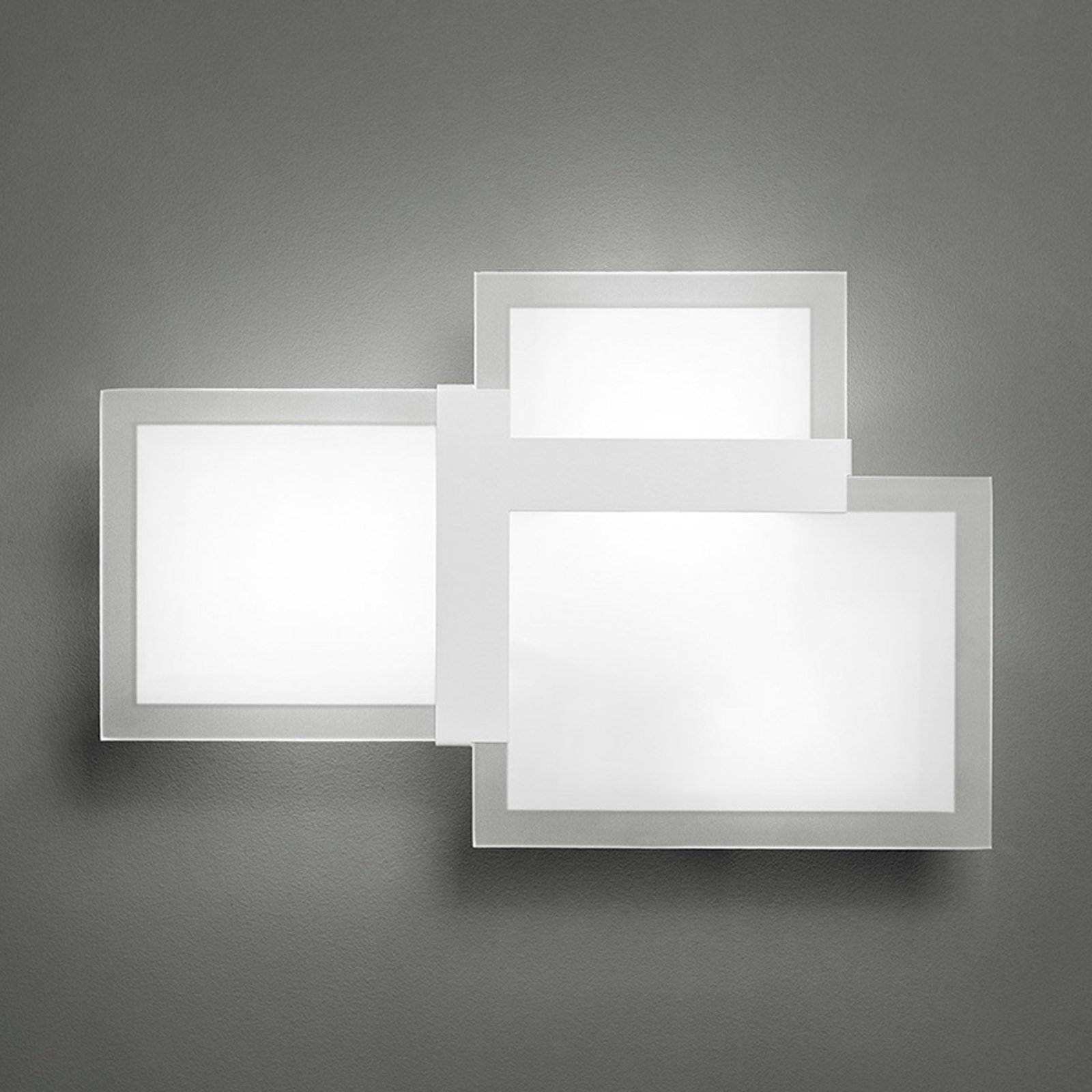 Sforzin Triquadro piccola - a designer wall light, for Living / Dining Room, glass, metal, E14, 40 W, energy efficiency: A++, W: 39 cm, H: 25 cm