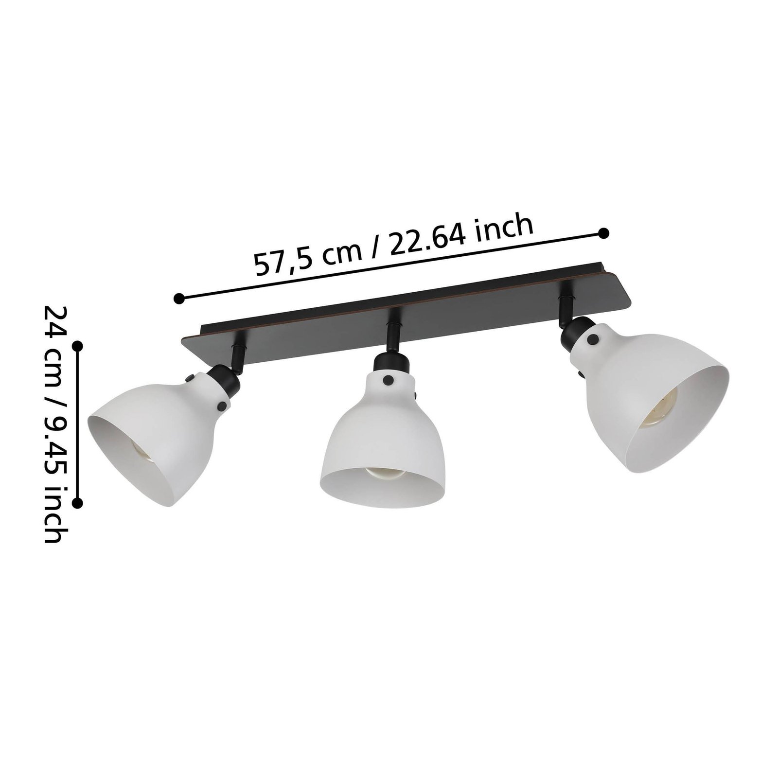 Matlock downlight de techo, longitud 74 cm, gris/negro, 3 luces.