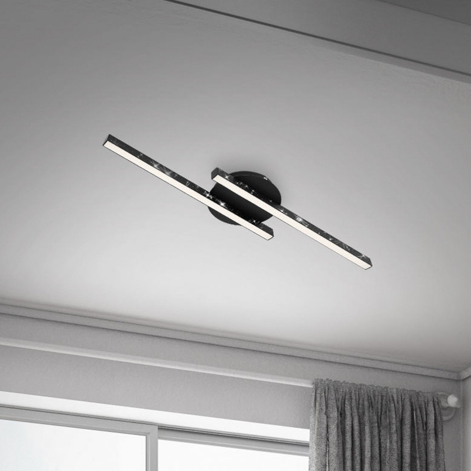 Briloner Rey plafonieră efect sclipitor 2 surse neagră - Camera de zi / sufragerie - modern - negru - Metal