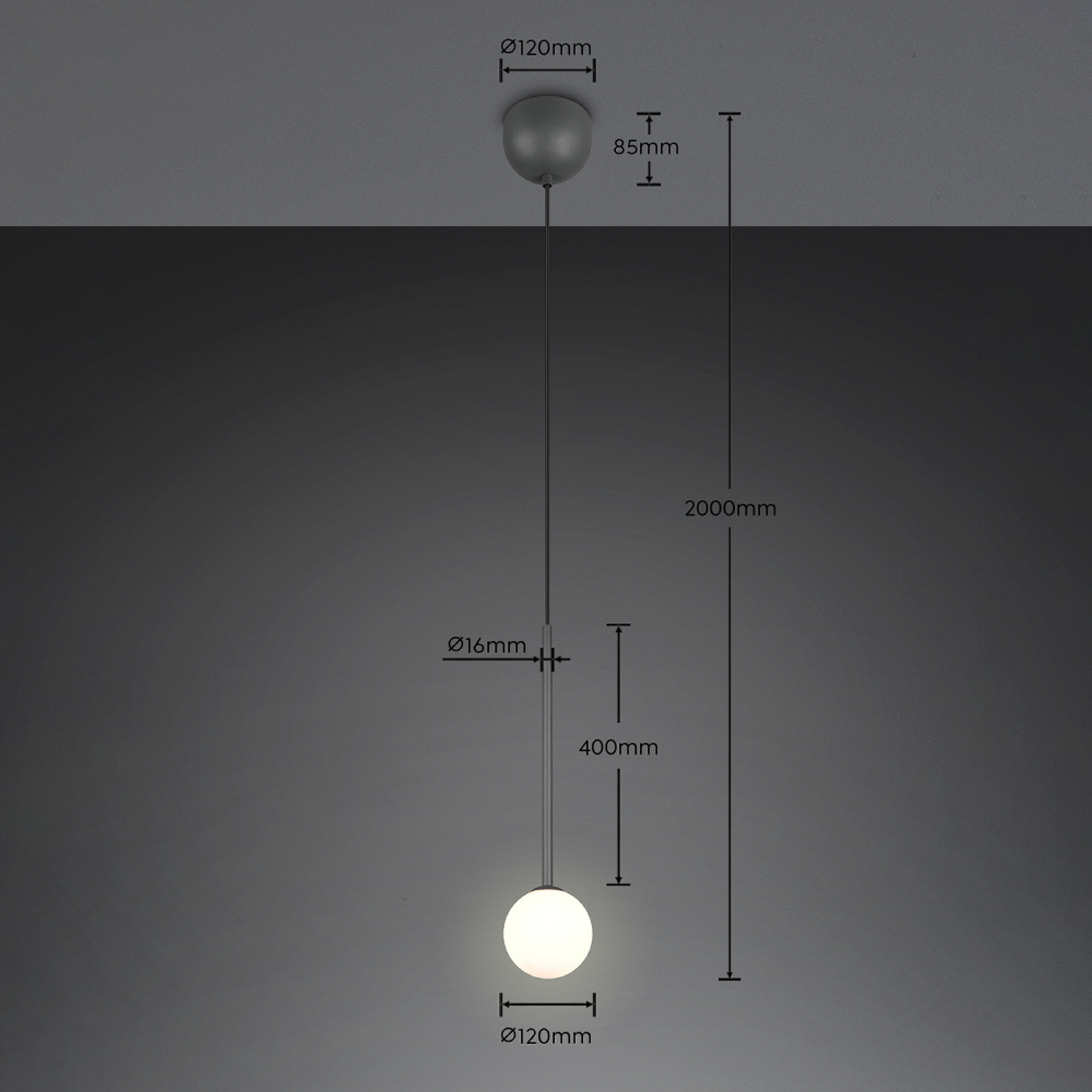 Piekaramā lampa „Firano“, antracīta krāsā, Ø 12 cm, metāls Piekaramā lampa „Firano“, antracīta krāsā, Ø 12 cm, metāls