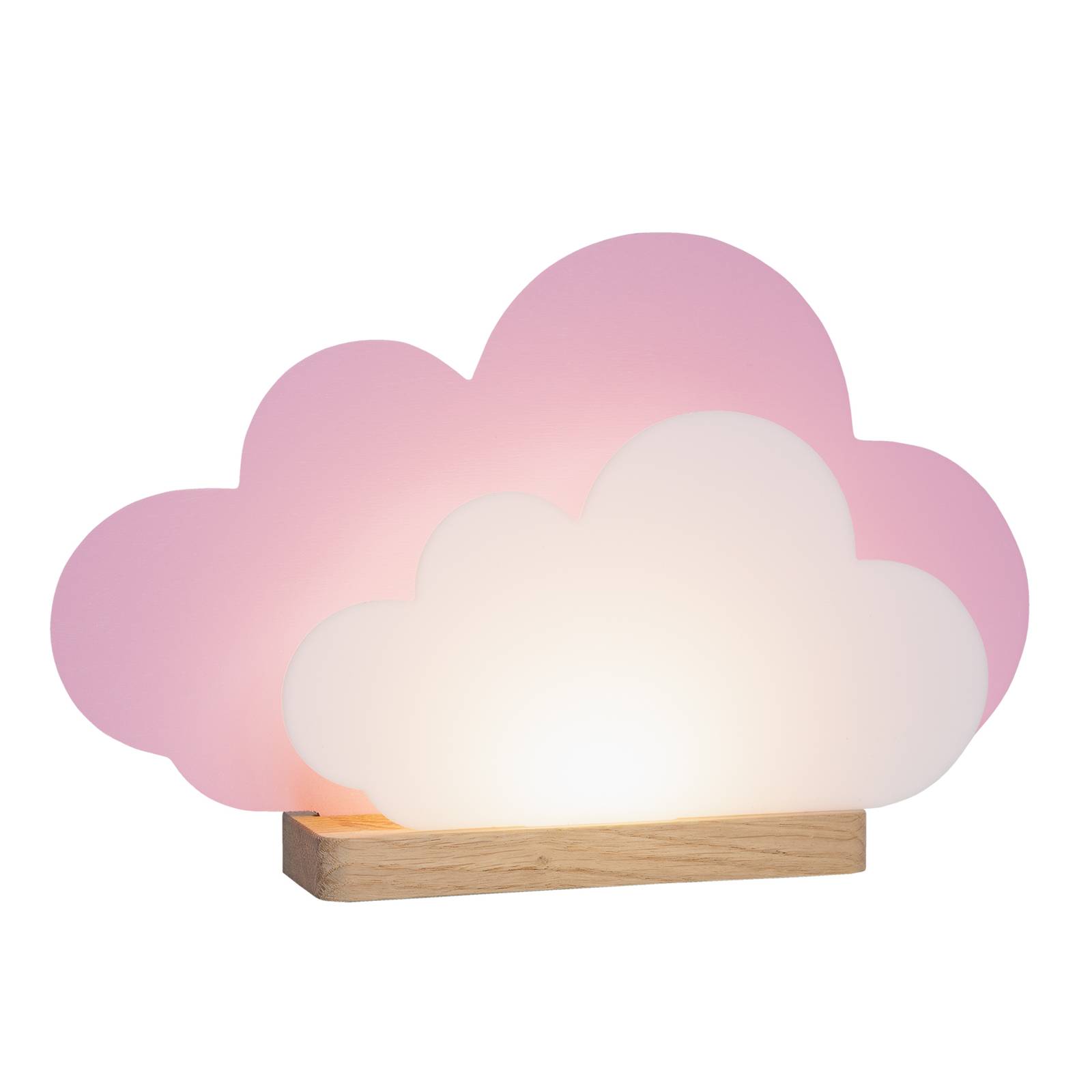 LED-Tischleuchte Wölkchen rosa Holz 3000 K dimmbar