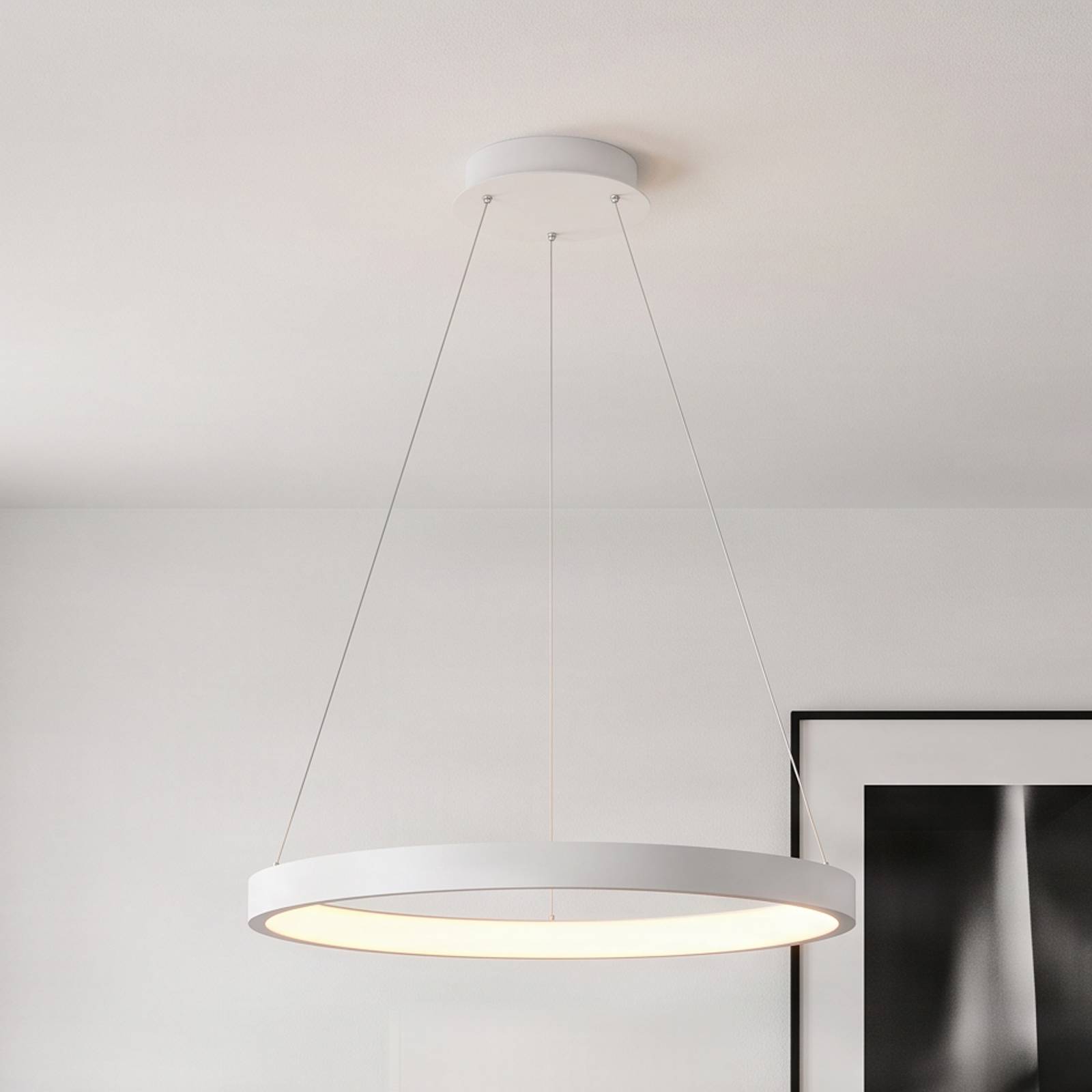 Żyrandol LED Arcchio Albiona, biały, 1 pierścień, Ø 60 cm