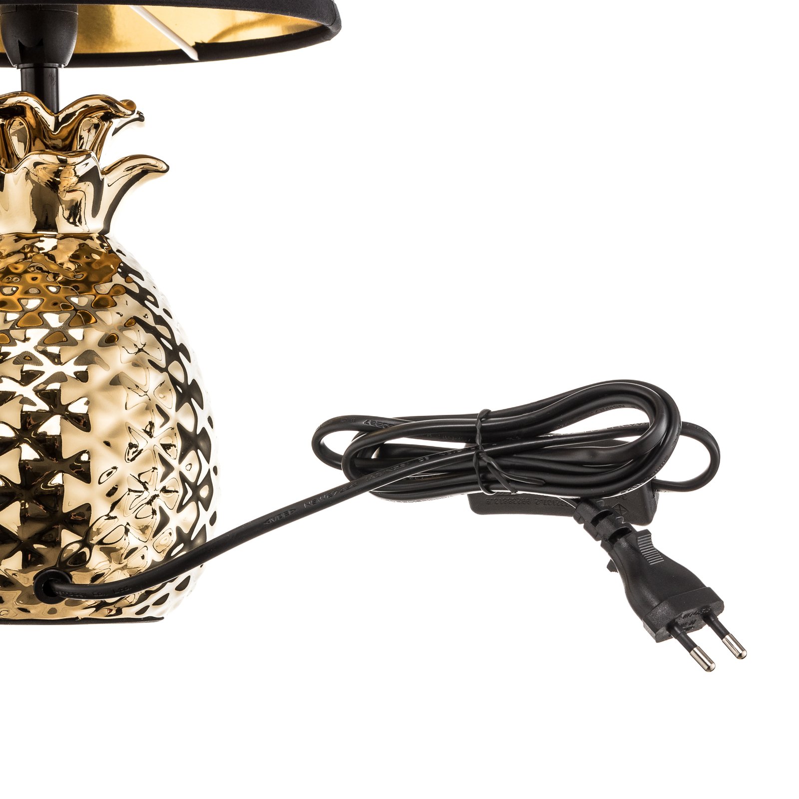 Elegante keramische tafellamp Pineapple goud-zwart