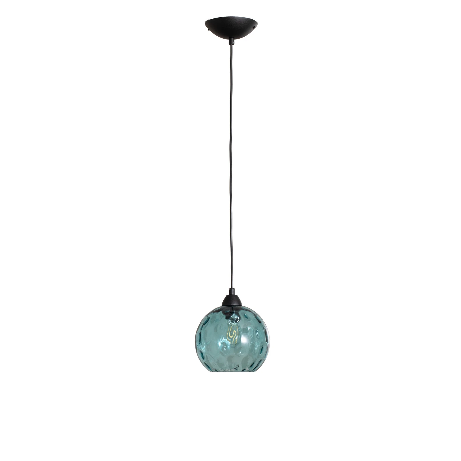 Candeeiro suspenso Benek, azul, vidro, Ø 20 cm, E27