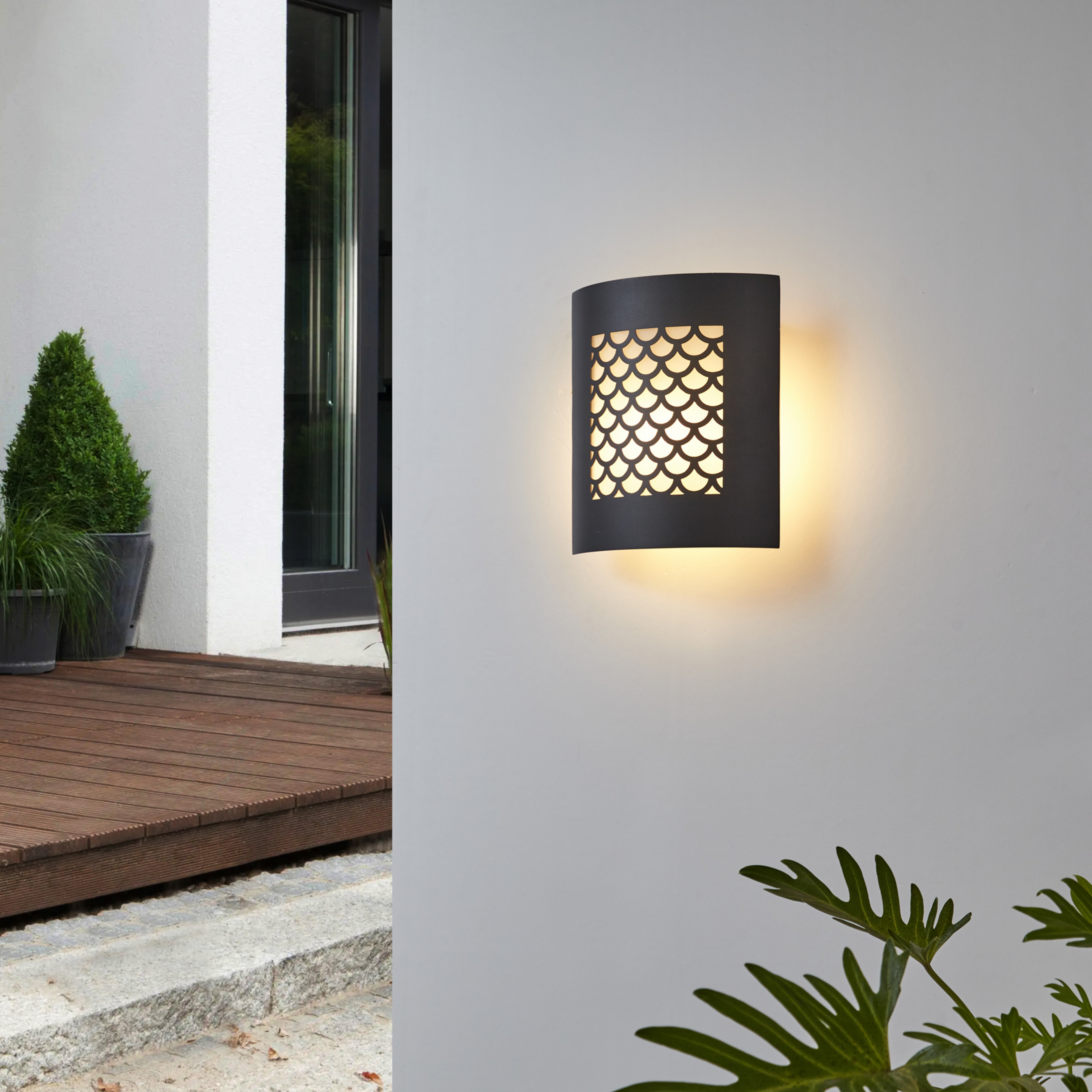 Lindby Mailo candeeiro de parede exterior em alumínio, cinzento