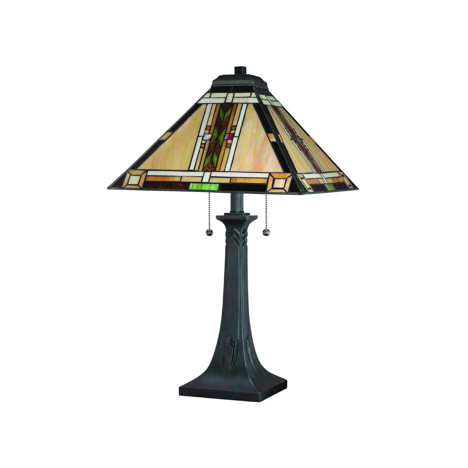 Stolová lampa Navajo, štýl Tiffany, oceľ, sklo, viacfarebná