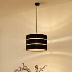 Lindby hanglamp Tsomo, Ø 40 cm, zwart, stof, E27