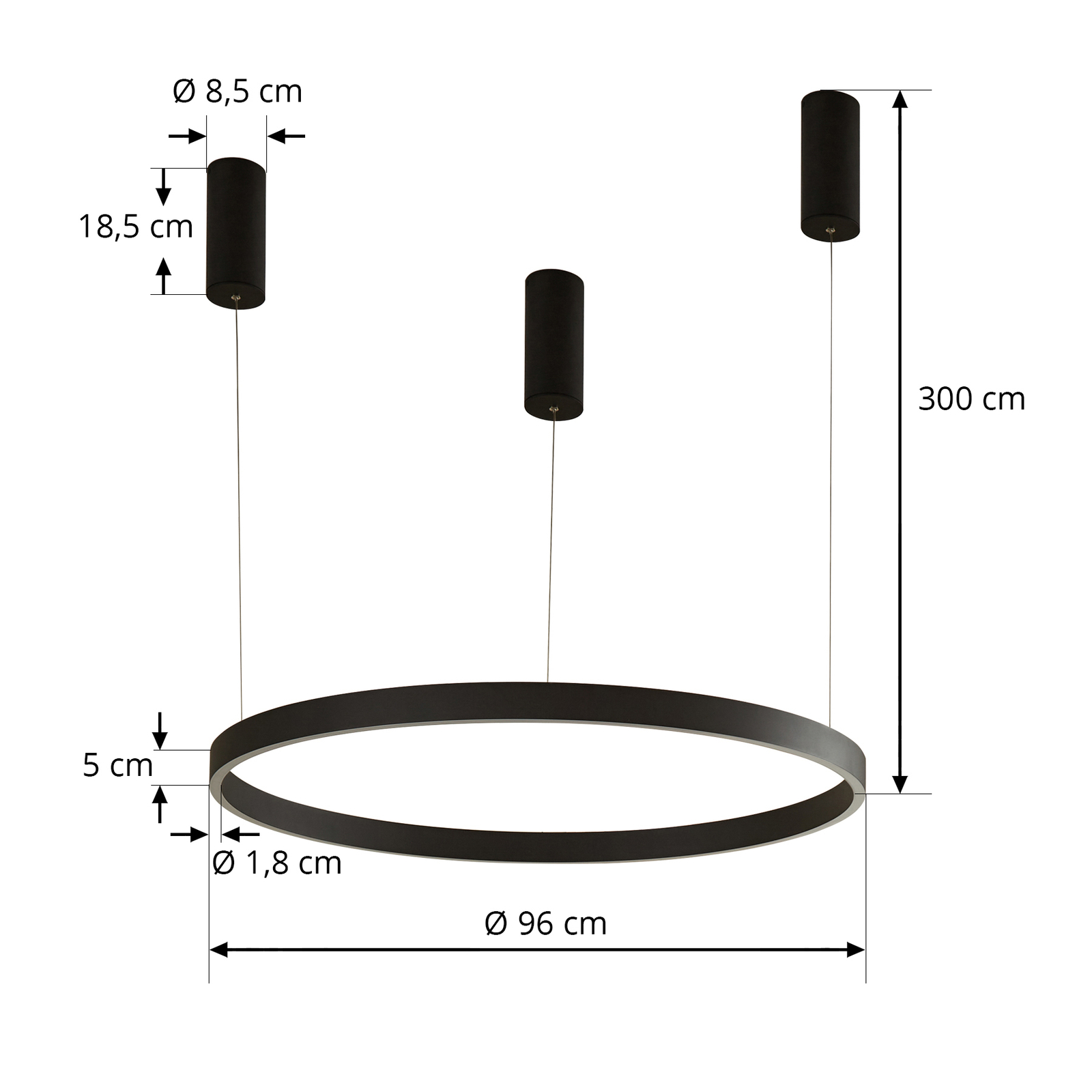 Arcchio Answin LED viseča svetilka 70,4 W črna