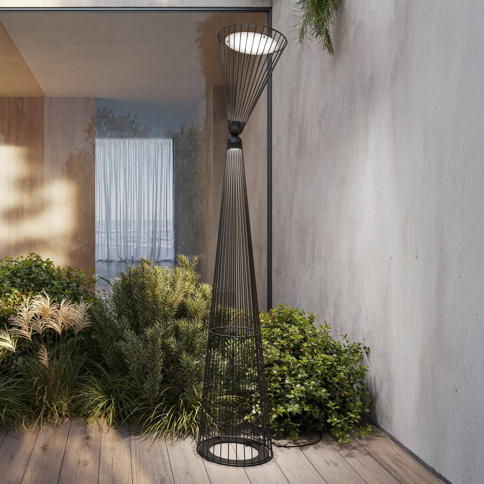 Karman Lampa stojąca zewnętrzna LED Ikonika, czarna, wysokość 180 cm IP55