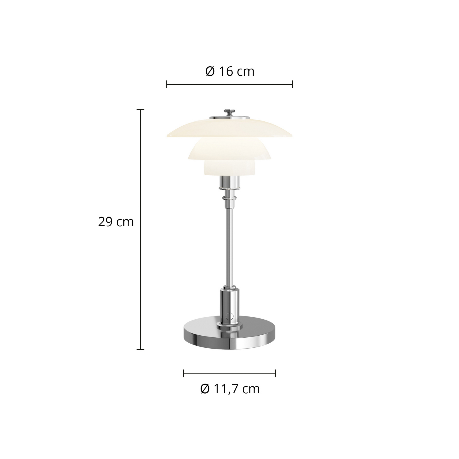 Lámpara de mesa recargable PH 1-1 Portable de Louis Poulsen, cromada, IP44