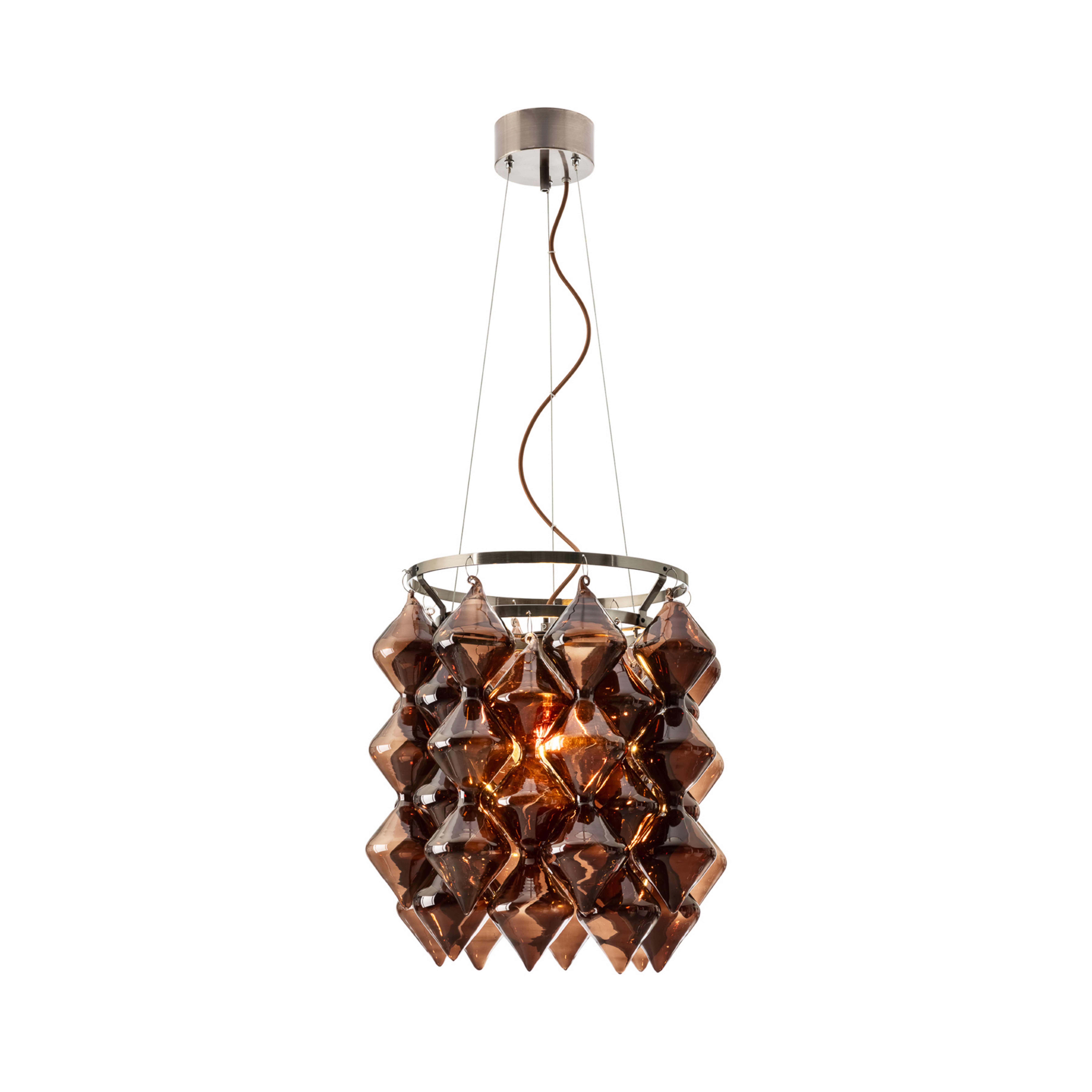 Gemma pendant light, brown, glass, steel, E27 - By Rydéns