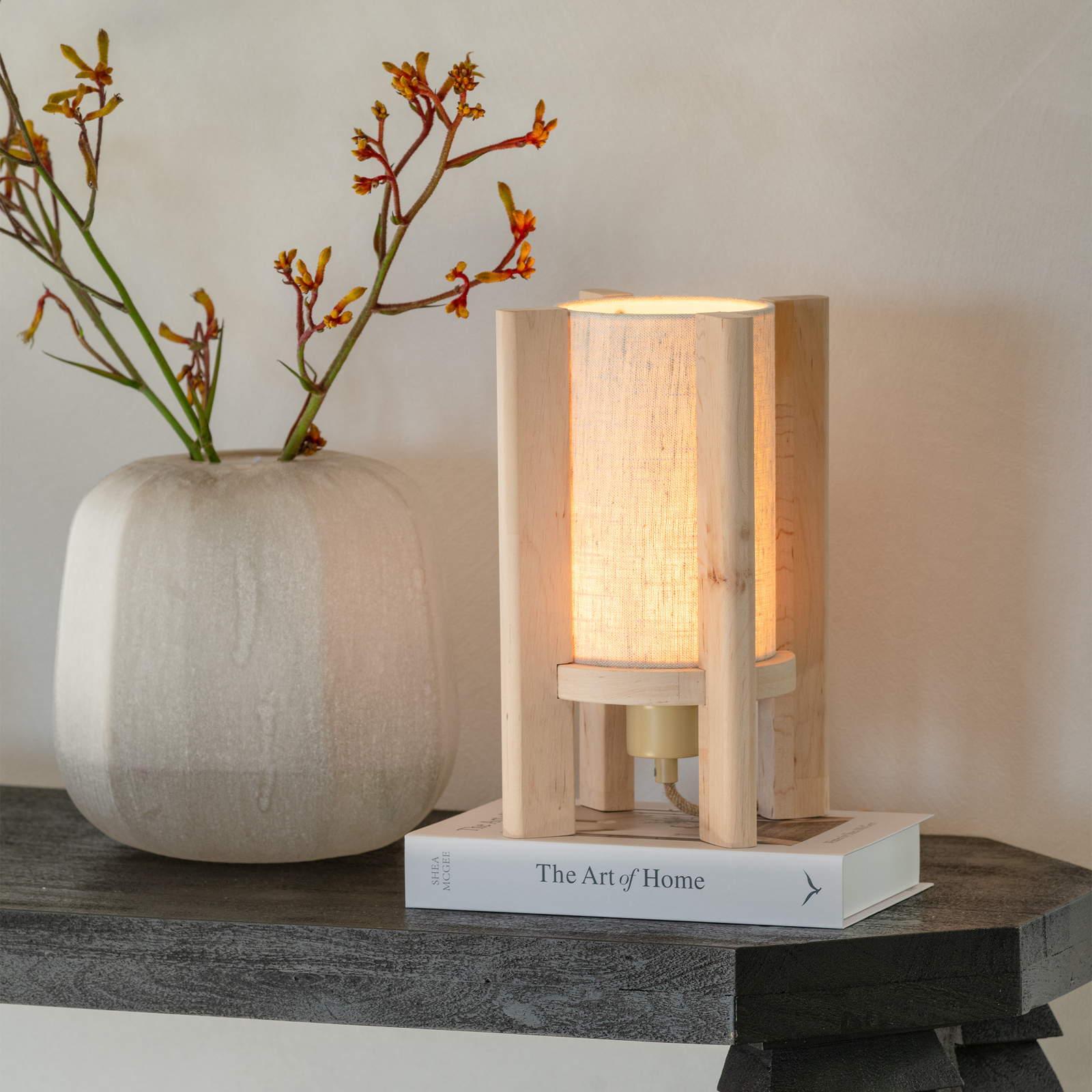 GOOD & MOJO bordlampe Corsica, natur, 30 cm, or