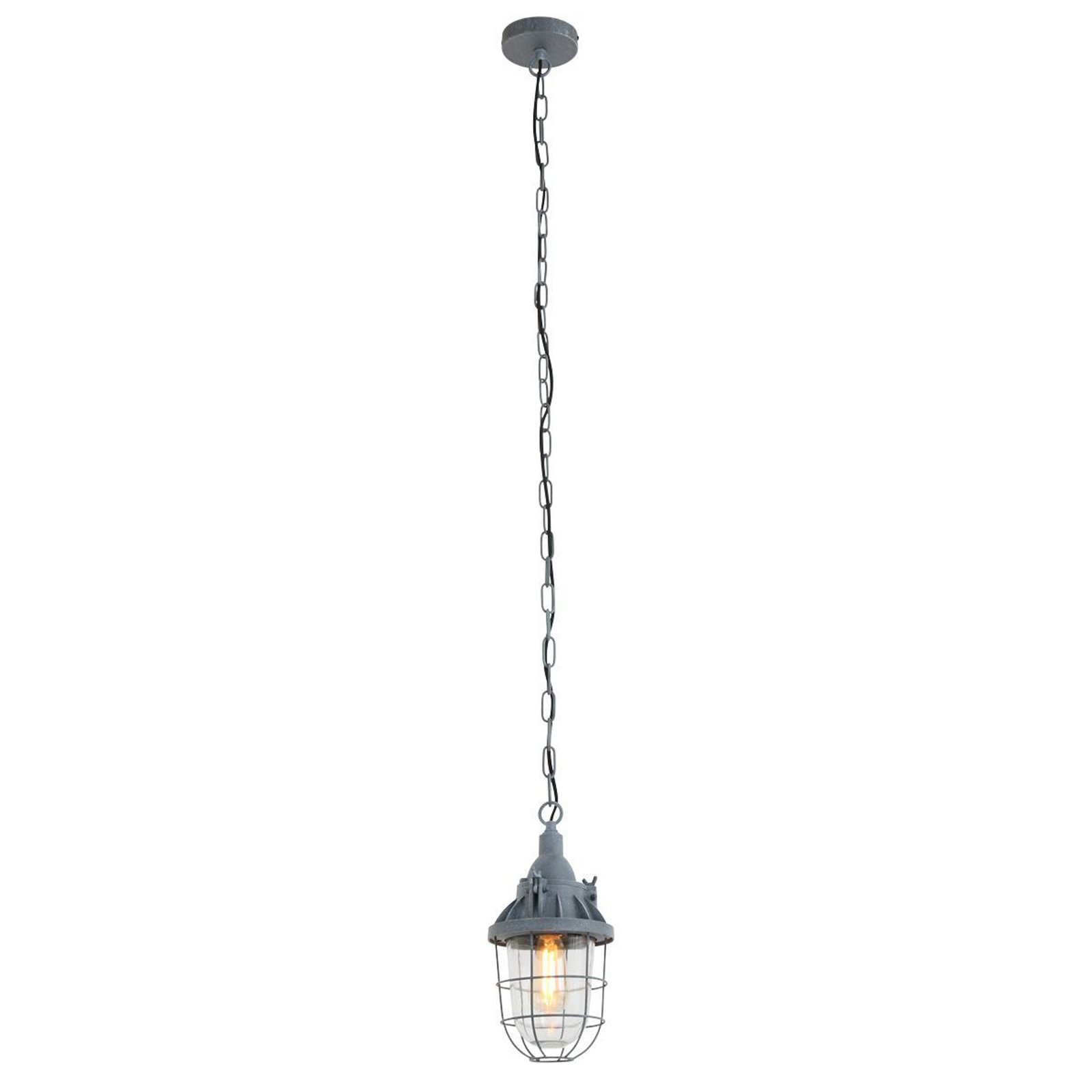 Hängeleuchte Ebbe, grau, Metall, Glas, E27
