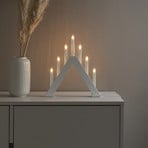 Candelabro in legno a 7 luci, altezza 34 cm, bianco