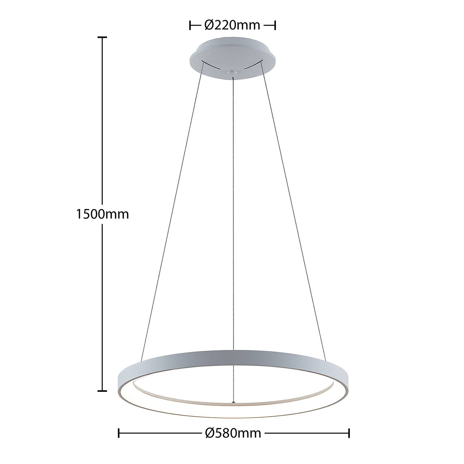 Lampa wisząca Arcchio LED Vivy, Ø 58 cm, biała, metalowa