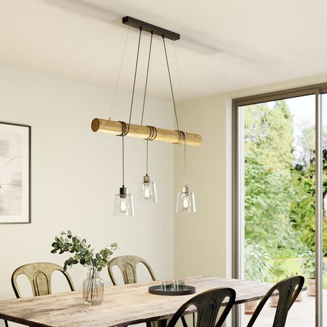 Hanglamp Karrl, 3-lamps, helder/bruin