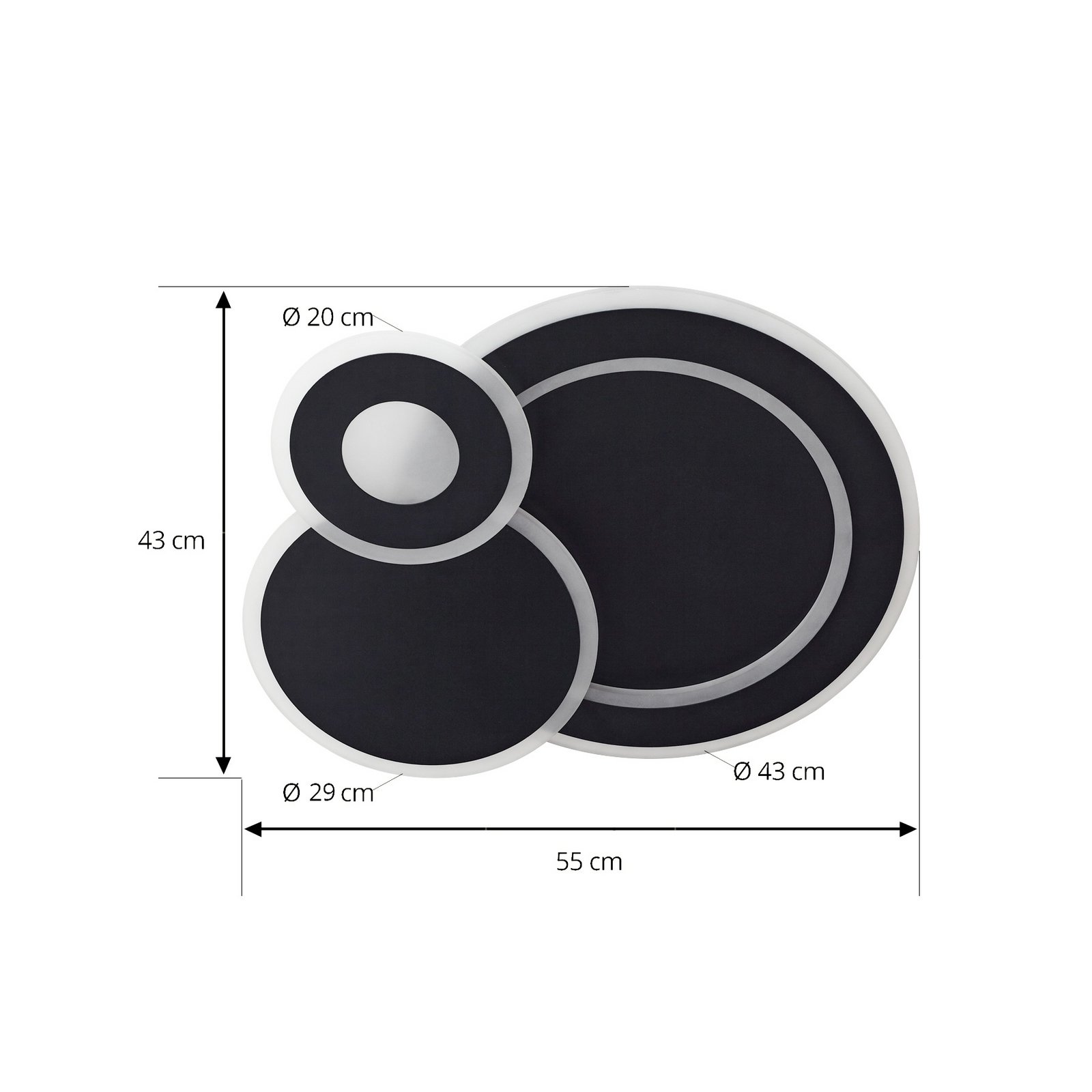 LED stropní svítidlo Briar, kov, černé, dálkové ovládání - Lindby