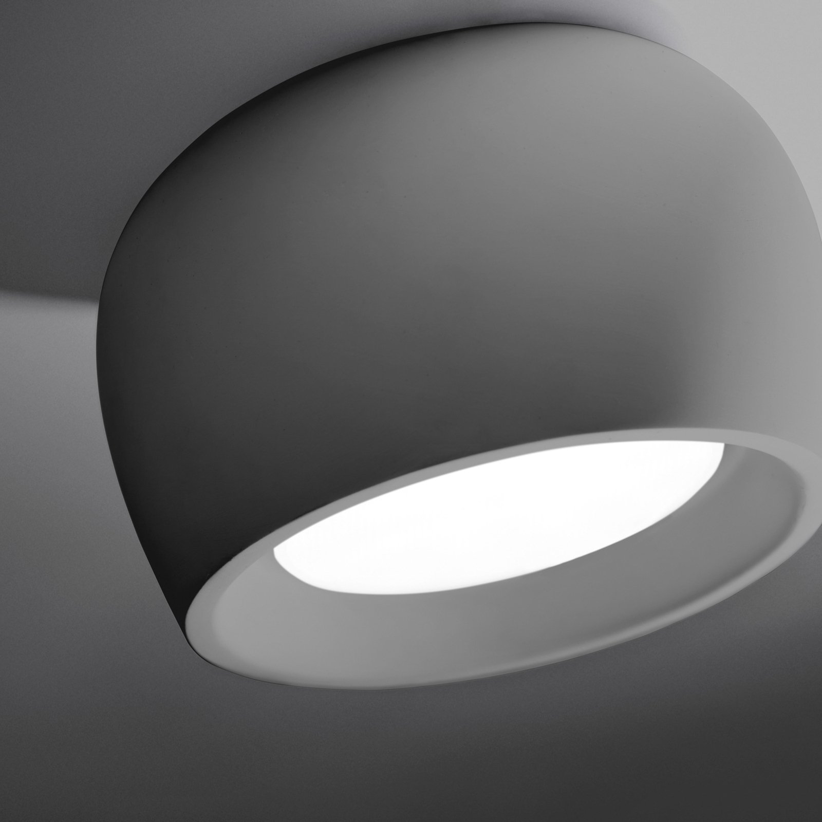 Mysia ceiling lamp, quartz grey, plaster, Ø 11 cm, GX53