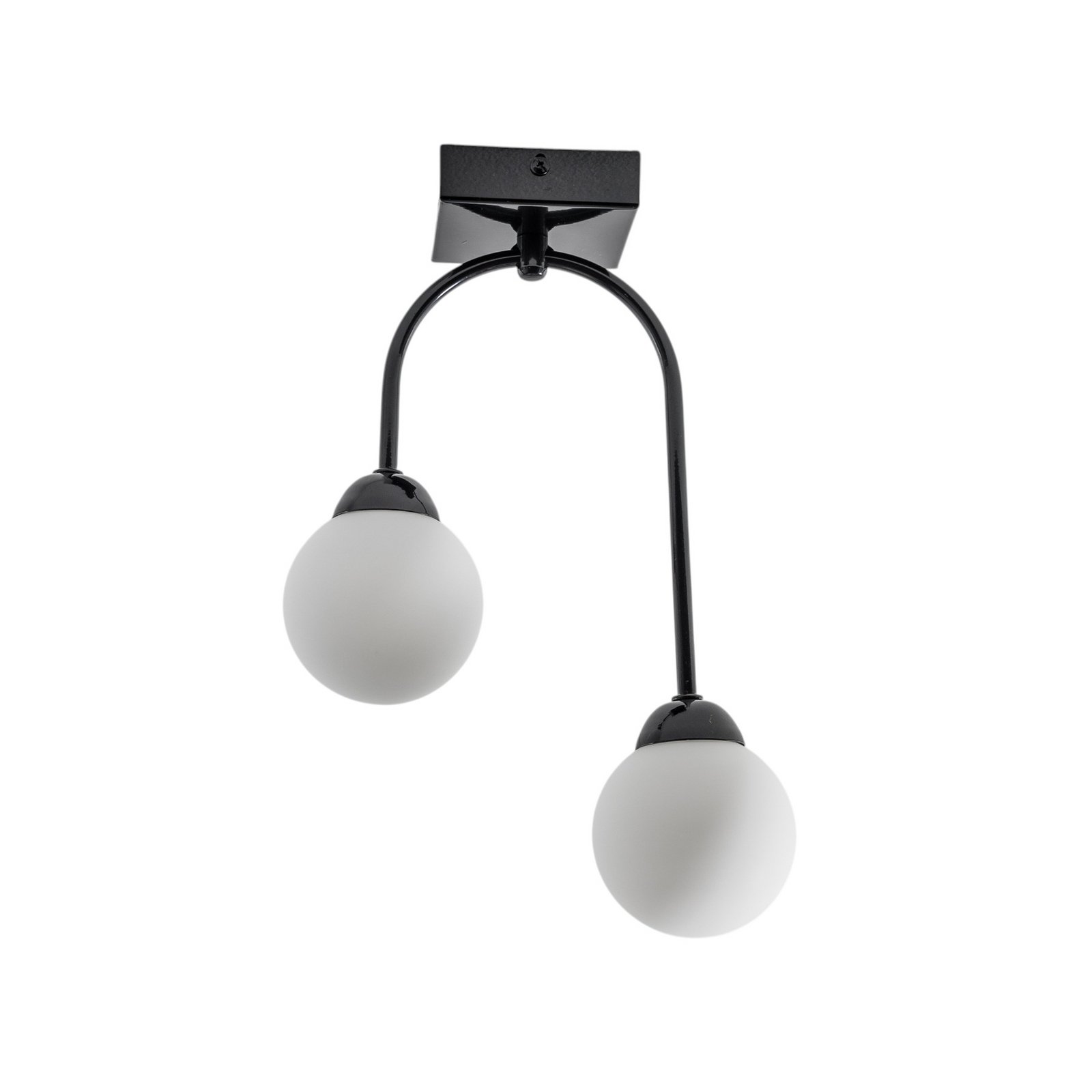 Plafoniera Bandi, nero/opale, a 2 luci, G9